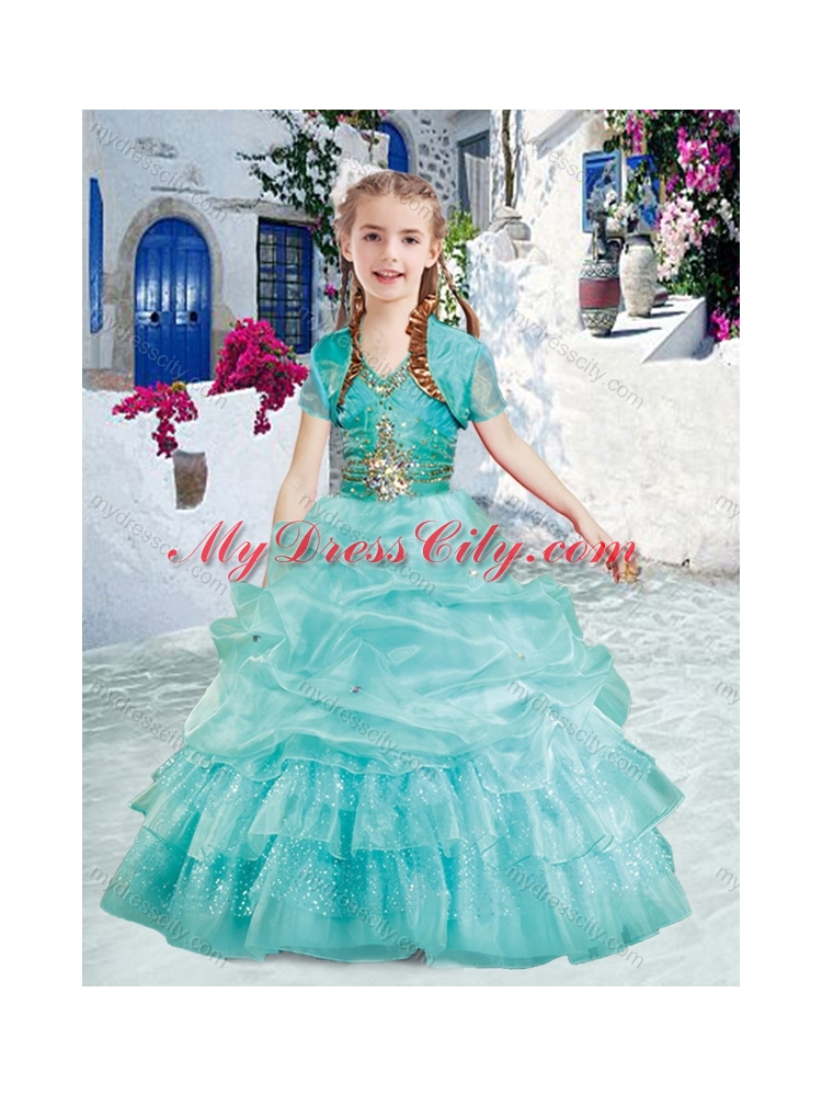 2016 Classical Halter Top Little Girl Pageant Dresses with Beading and Bubles