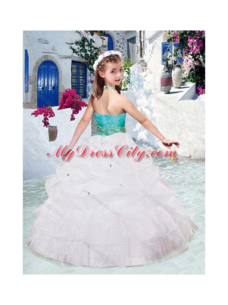 2016 Classical Halter Top Little Girl Pageant Dresses with Beading and Bubles