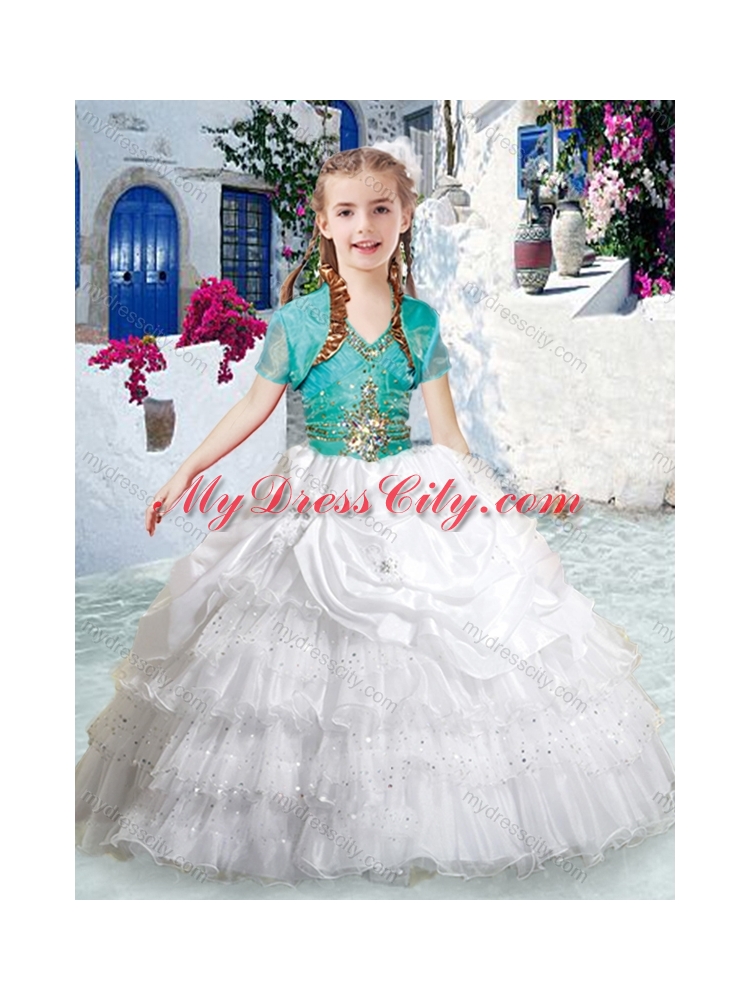 2016 Lovely Halter Top Little Girl Pageant Dresses with Ruffled Layers