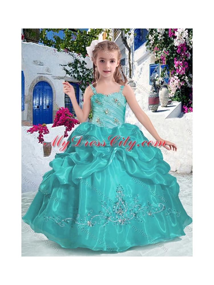 2016 Most Popular Straps Little Girl Pageant Dresses with Beading and Bubles