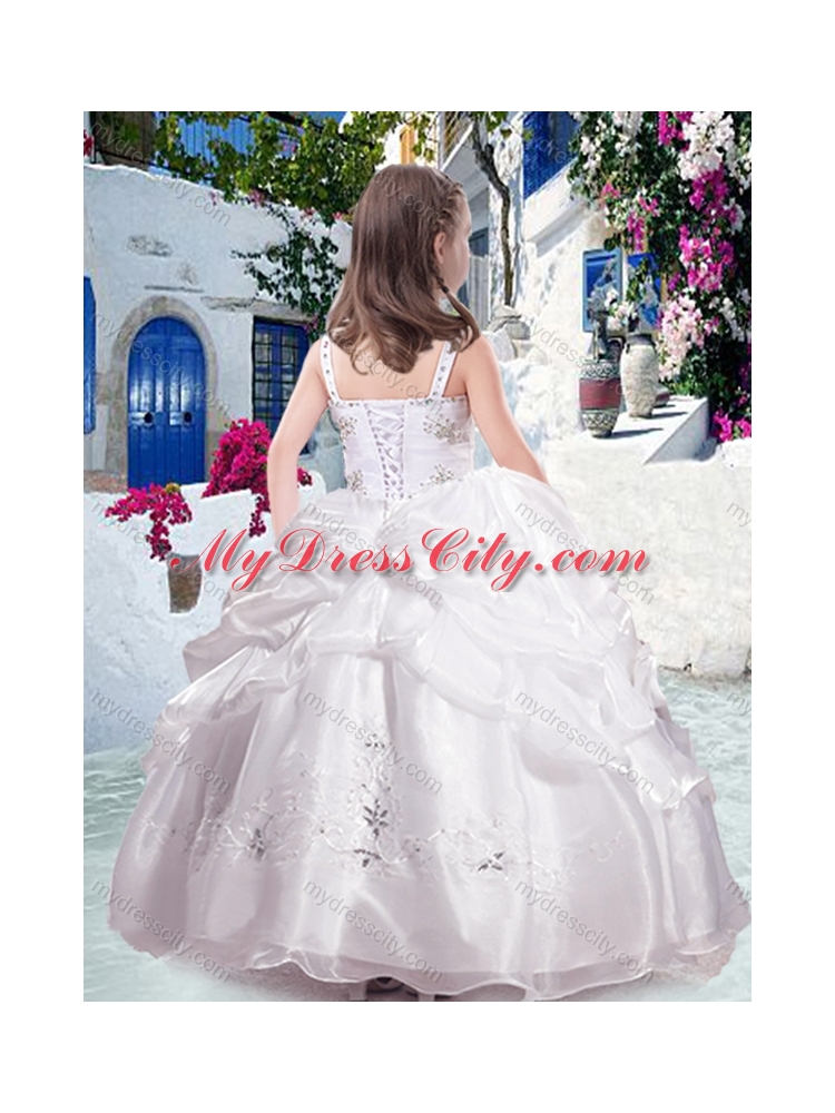 2016 Most Popular Straps Little Girl Pageant Dresses with Beading and Bubles