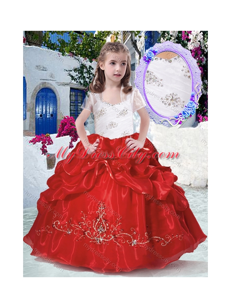 2016 Most Popular Straps Little Girl Pageant Dresses with Beading and Bubles