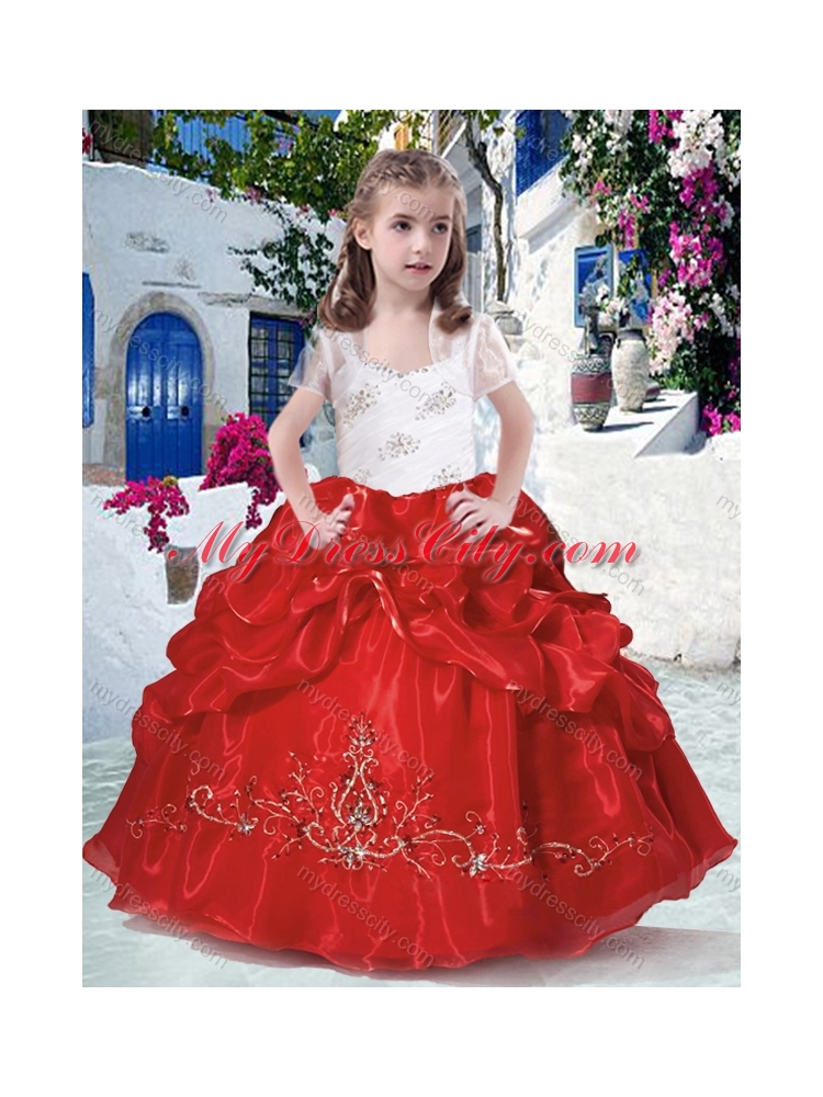 2016 Most Popular Straps Little Girl Pageant Dresses with Beading and Bubles