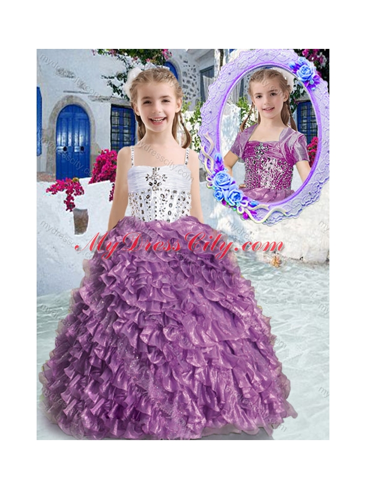 2016 New Arrivals Spaghetti Straps Beading and Ruffles Little Girl Pageant Dresses