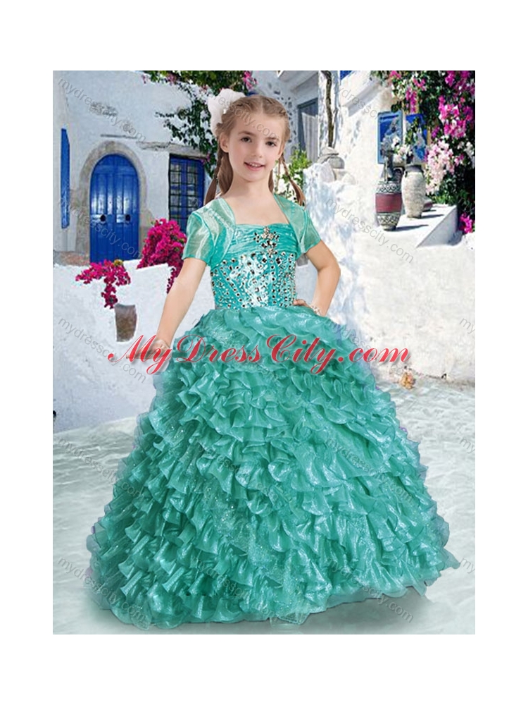 2016 New Arrivals Spaghetti Straps Beading and Ruffles Little Girl Pageant Dresses