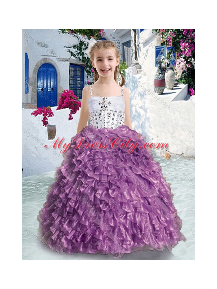 2016 New Arrivals Spaghetti Straps Beading and Ruffles Little Girl Pageant Dresses