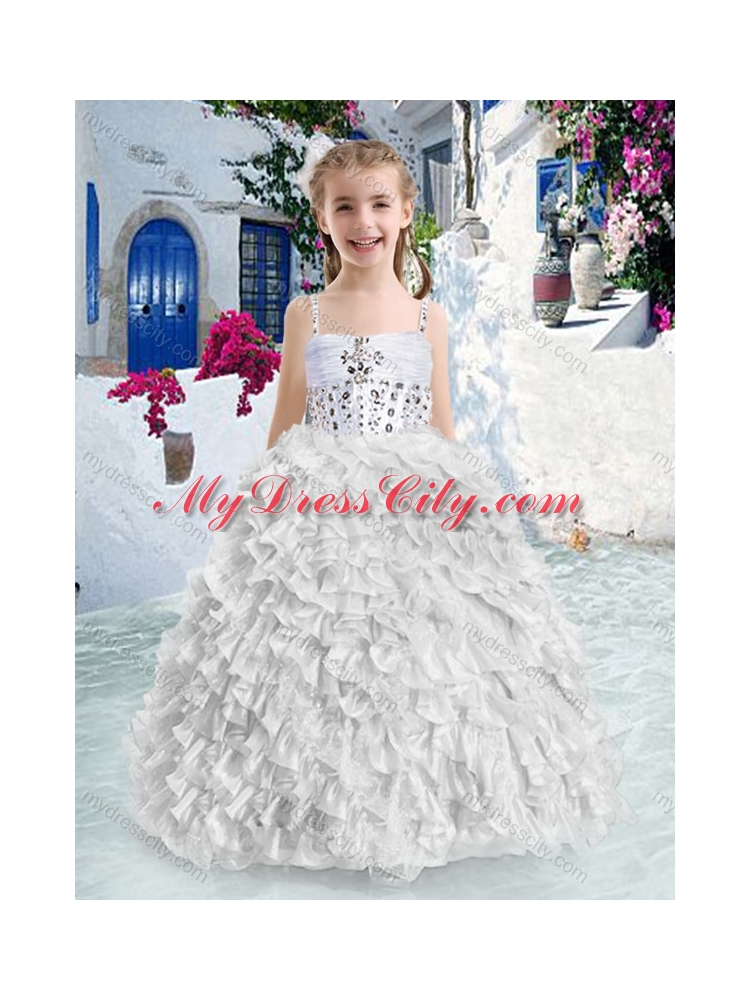 2016 New Arrivals Spaghetti Straps Beading and Ruffles Little Girl Pageant Dresses