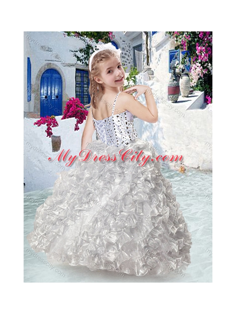 2016 New Arrivals Spaghetti Straps Beading and Ruffles Little Girl Pageant Dresses