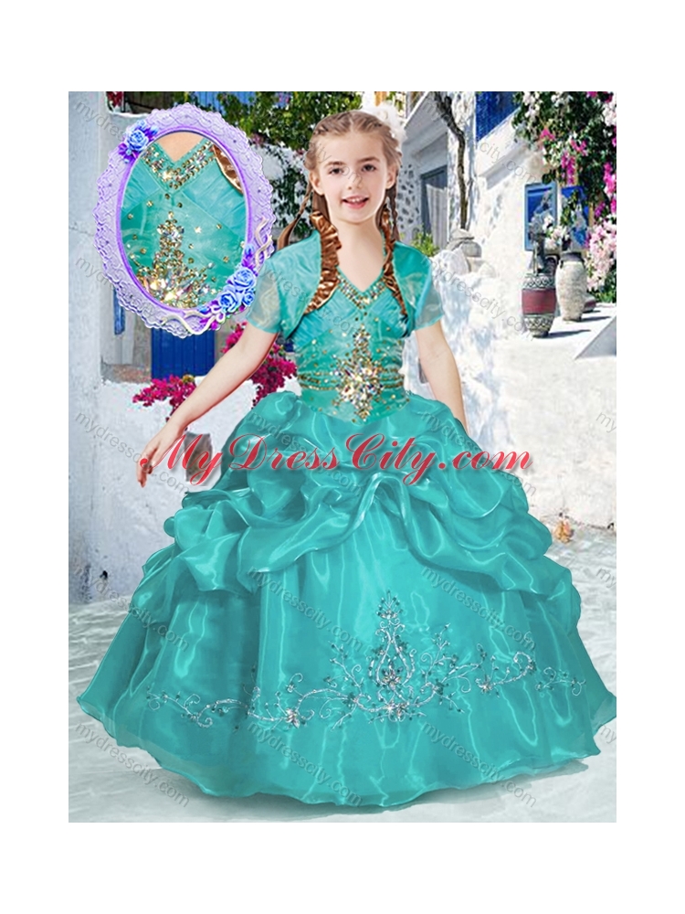 2016 New Style Halter Top Bubles Little Girl Pageant Dresses in Turquoise