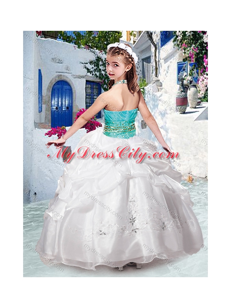 2016 New Style Halter Top Bubles Little Girl Pageant Dresses in Turquoise