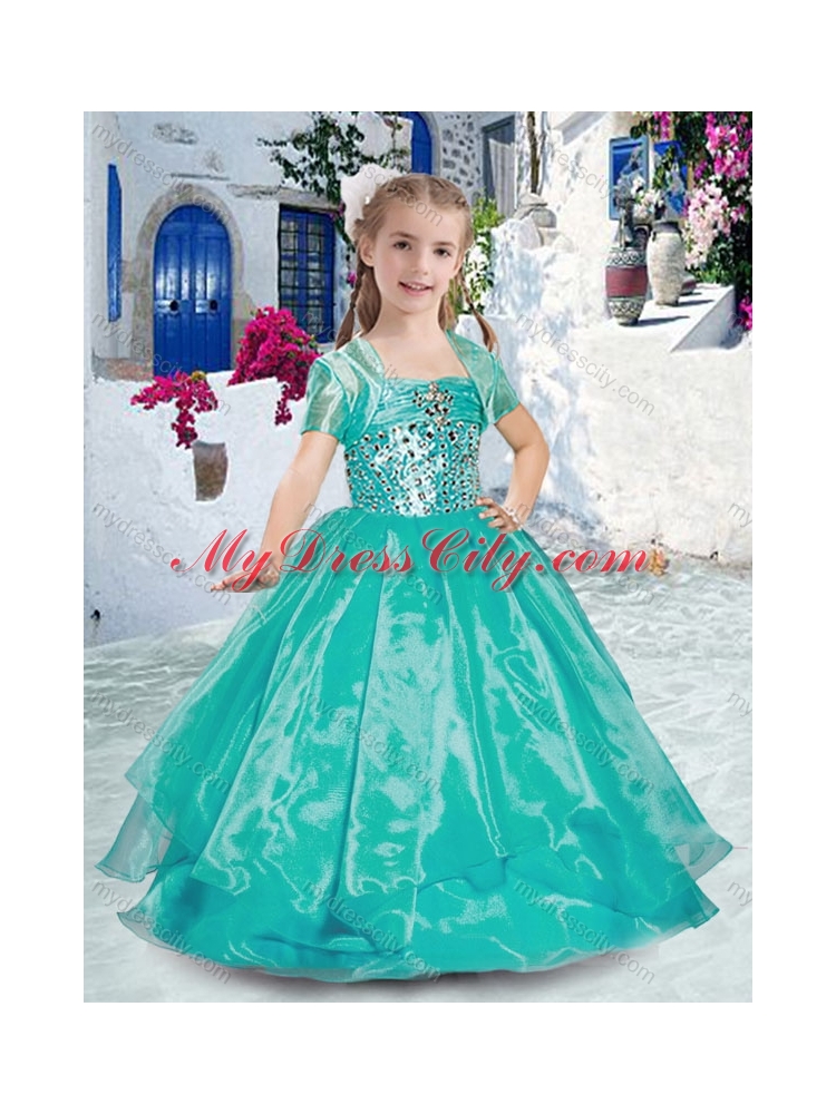 2016 Perfect Spaghetti Straps Ball Gown Little Girl Pageant Dresses with Beading