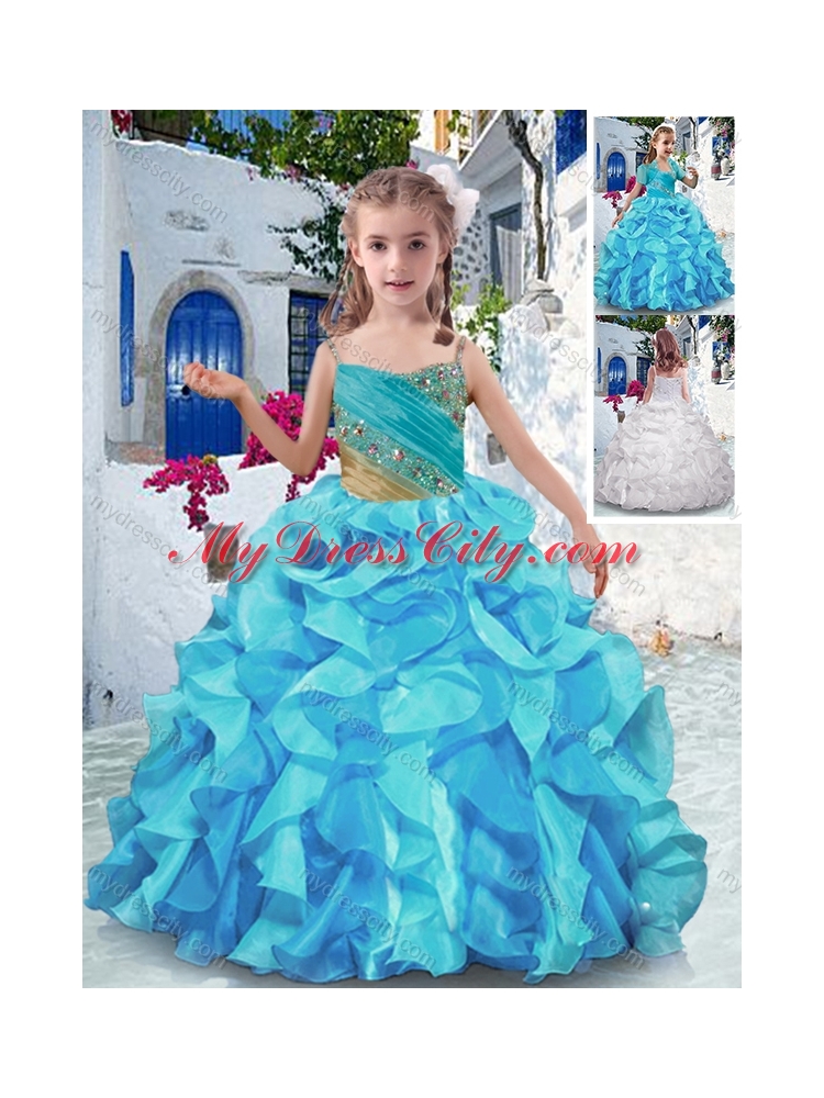 2016 Wonderful Spaghetti Straps Little Girl Pageant Dresses with Beading and Ruffles