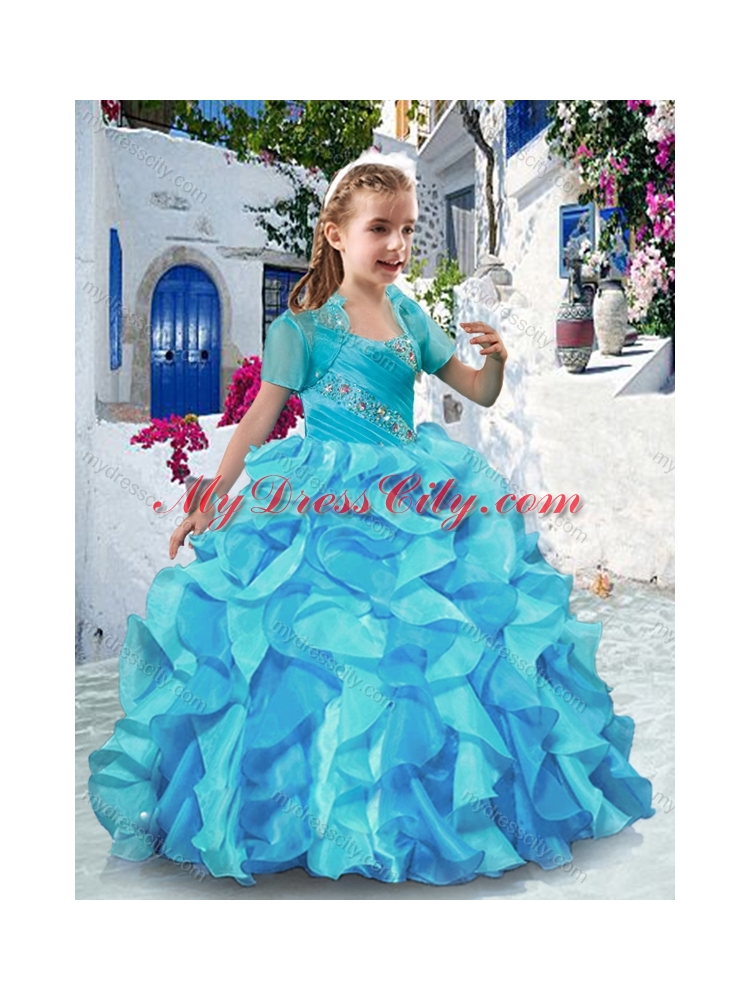 2016 Wonderful Spaghetti Straps Little Girl Pageant Dresses with Beading and Ruffles