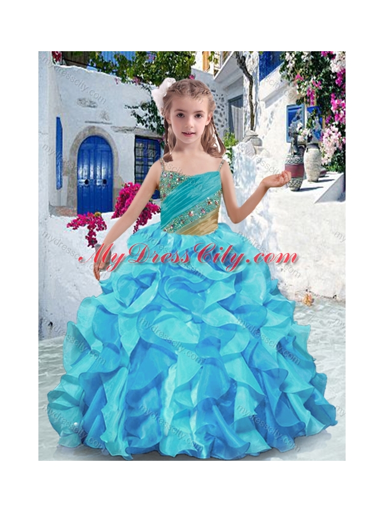 2016 Wonderful Spaghetti Straps Little Girl Pageant Dresses with Beading and Ruffles