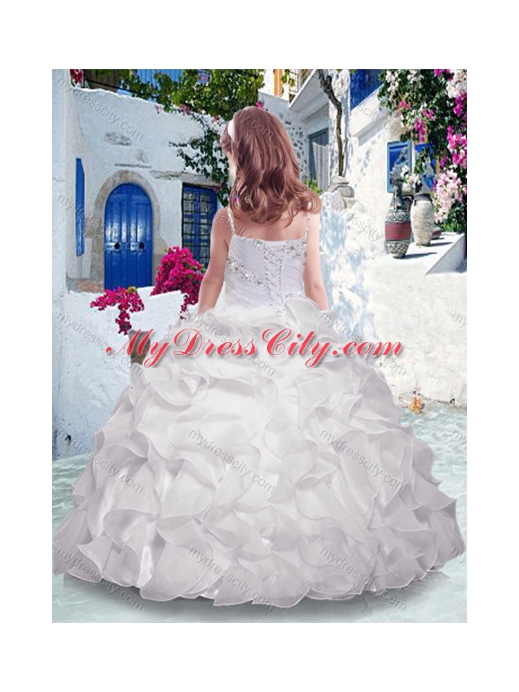 2016 Wonderful Spaghetti Straps Little Girl Pageant Dresses with Beading and Ruffles