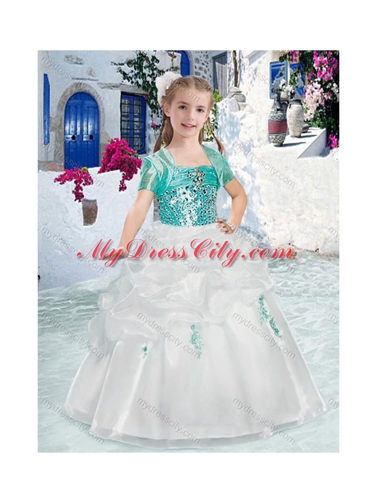 Cheap Spaghetti Straps Flower Girl Dresses with Beading and Bubles