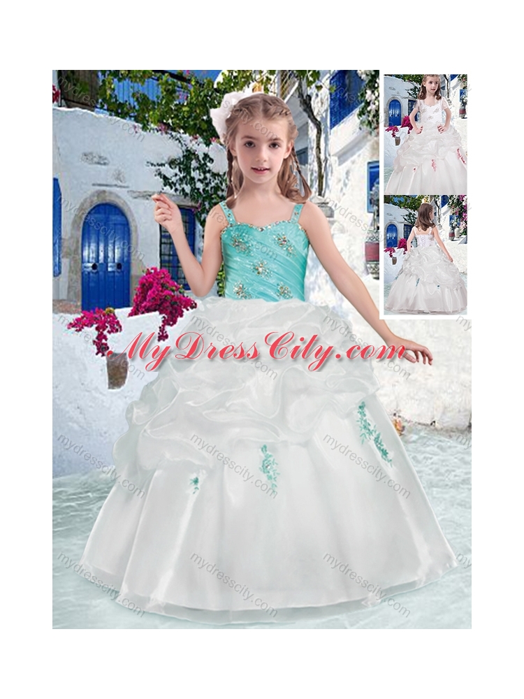 Cheap Straps Flower Girl Dresses with Beading and Bubles