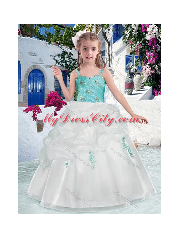 Cheap Straps Flower Girl Dresses with Beading and Bubles