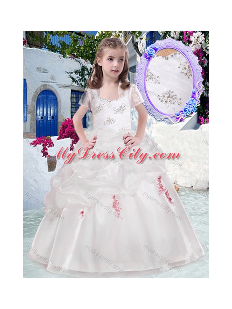 Cheap Straps Flower Girl Dresses with Beading and Bubles