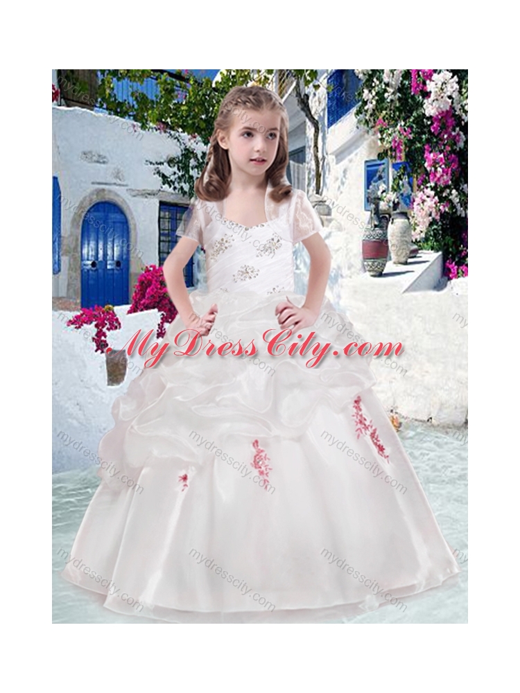 Cheap Straps Flower Girl Dresses with Beading and Bubles