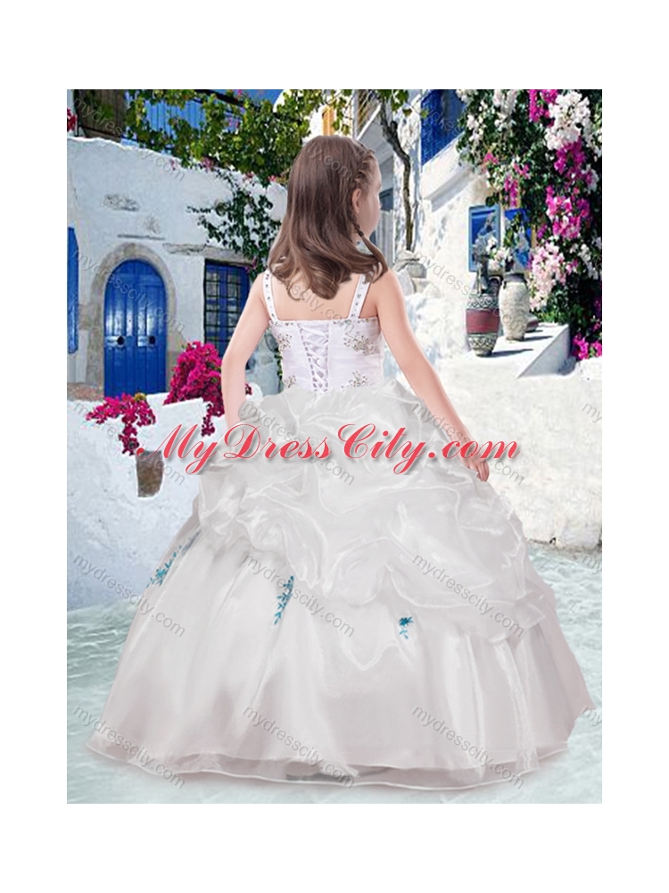 Cheap Straps Flower Girl Dresses with Beading and Bubles