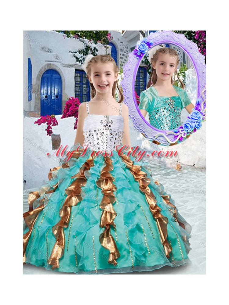 Gorgeous Spaghetti Straps  Mini Quinceanera Dresses with Beading and Ruffles