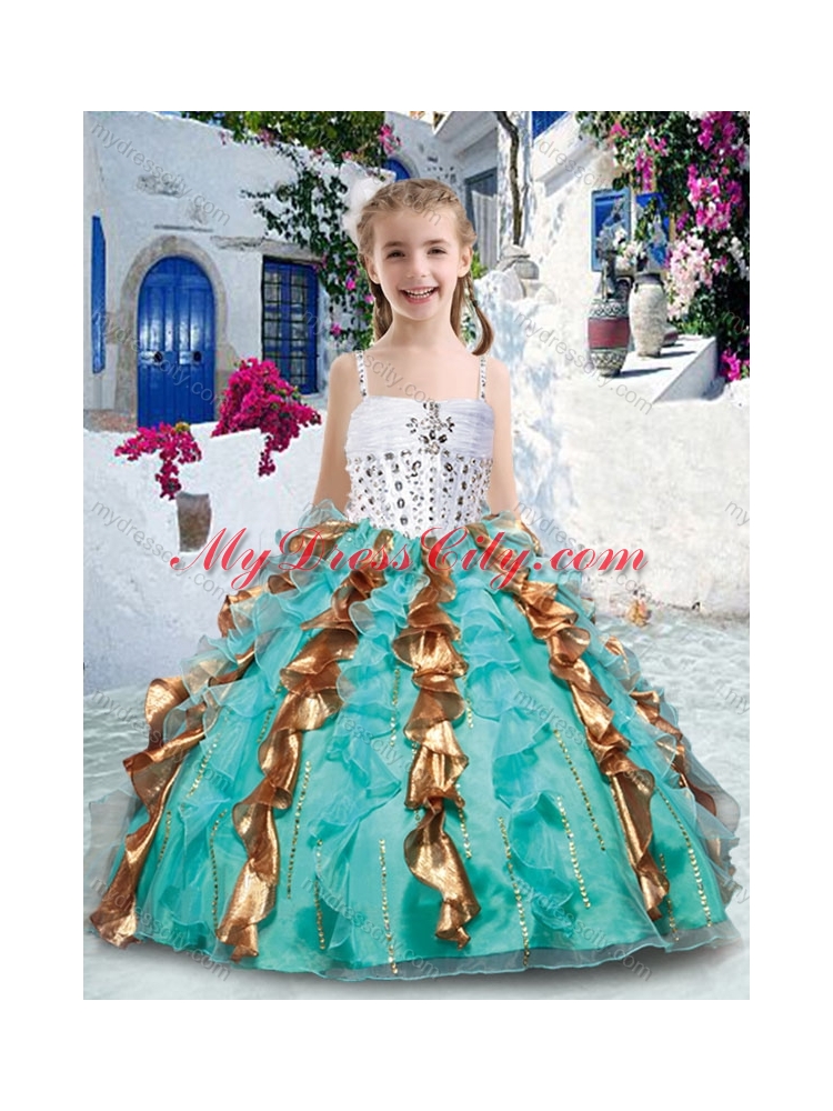 Gorgeous Spaghetti Straps  Mini Quinceanera Dresses with Beading and Ruffles