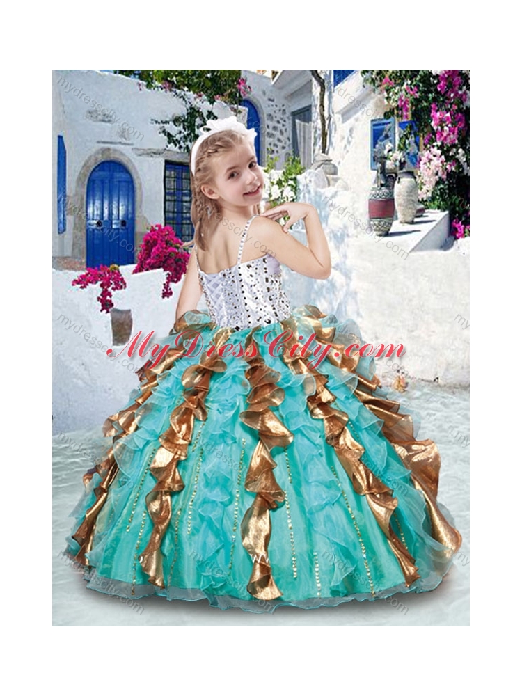 Gorgeous Spaghetti Straps  Mini Quinceanera Dresses with Beading and Ruffles