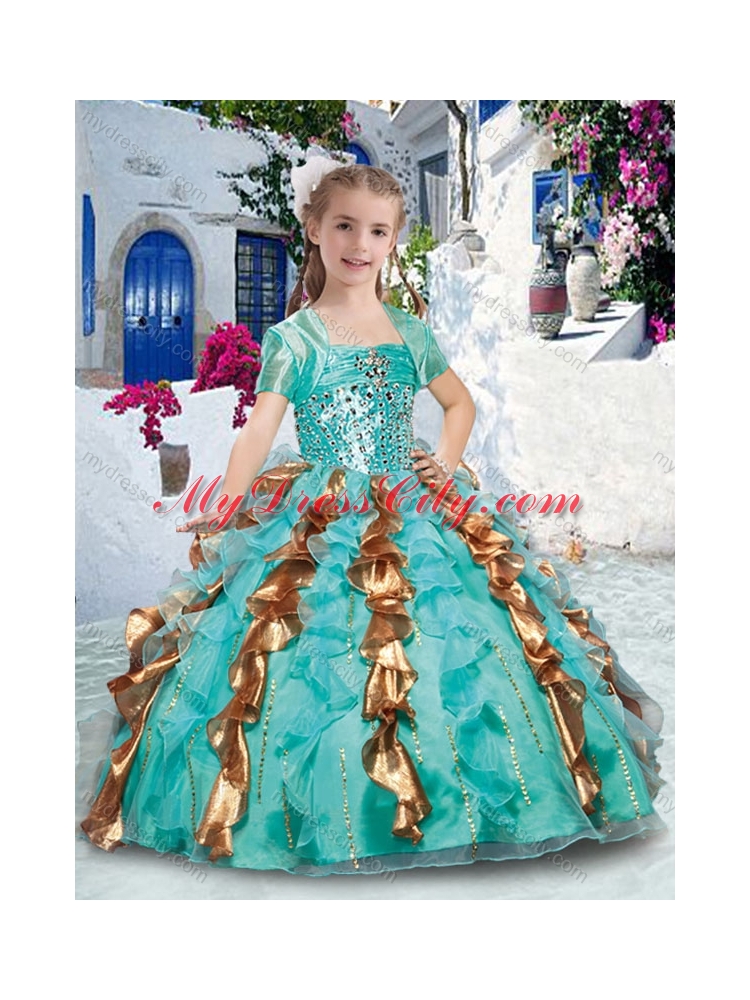 Gorgeous Spaghetti Straps  Mini Quinceanera Dresses with Beading and Ruffles