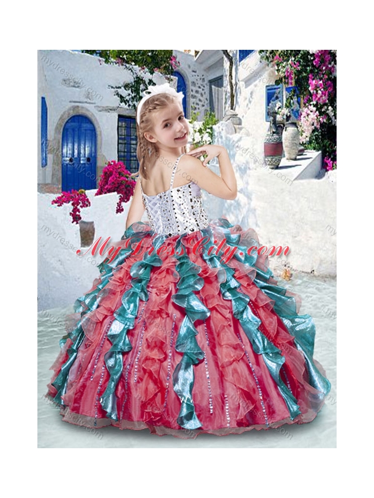 Gorgeous Spaghetti Straps  Mini Quinceanera Dresses with Beading and Ruffles