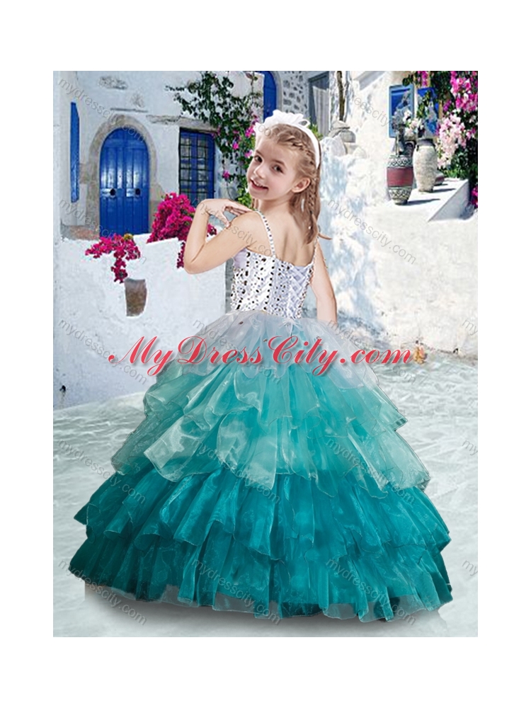 Elegant Spaghetti Straps Mini Quinceanera Dresses with Ruffled Layers and Beading