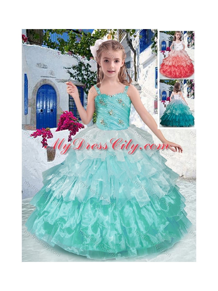 Luxurious Straps Ball Gown Mini Quinceanera Dresses with Ruffled Layers