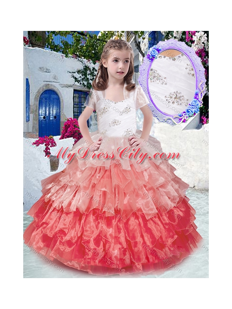 Luxurious Straps Ball Gown Mini Quinceanera Dresses with Ruffled Layers