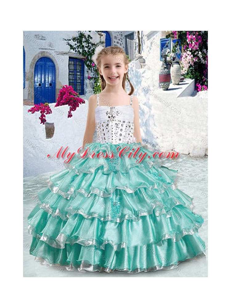 Classical Ball Gown Apple Green Mini Quinceanera Dresses with Ruffled Layers