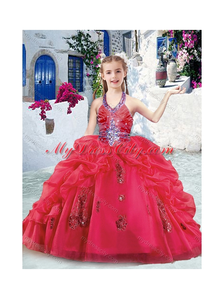 Fashionable Halter Top  Mini Quinceanera Dresses with Beading and Bubles