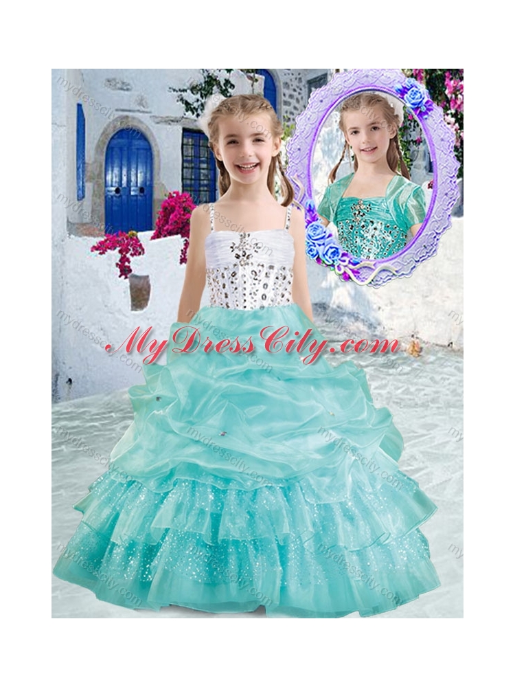 Romantic Spaghetti Straps Mini Quinceanera Dresses with Beading and Bubles