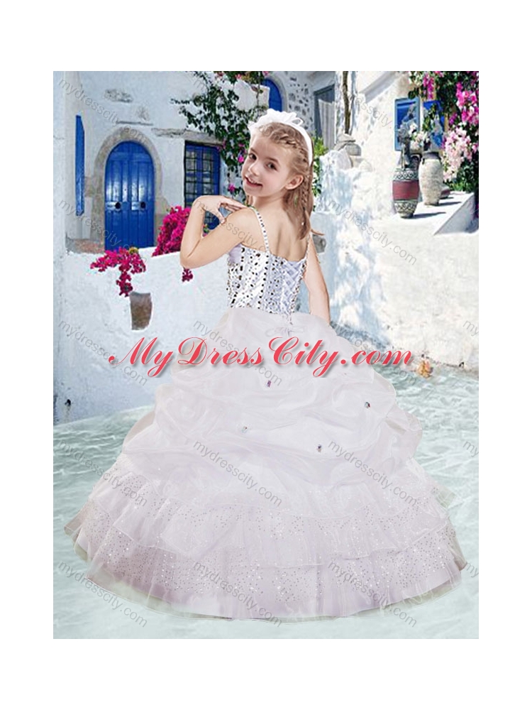 Romantic Spaghetti Straps Mini Quinceanera Dresses with Beading and Bubles