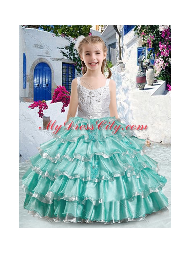 Romantic Straps Mini Quinceanera Dresses with Ruffled Layers and Appliques