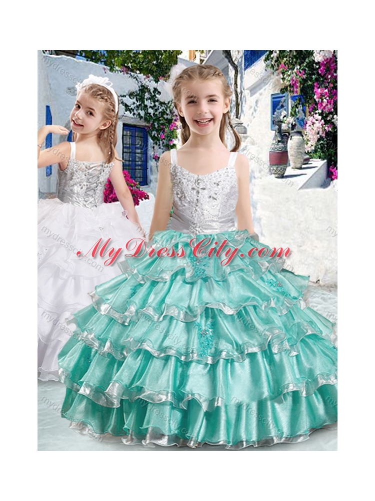 Romantic Straps Mini Quinceanera Dresses with Ruffled Layers and Appliques