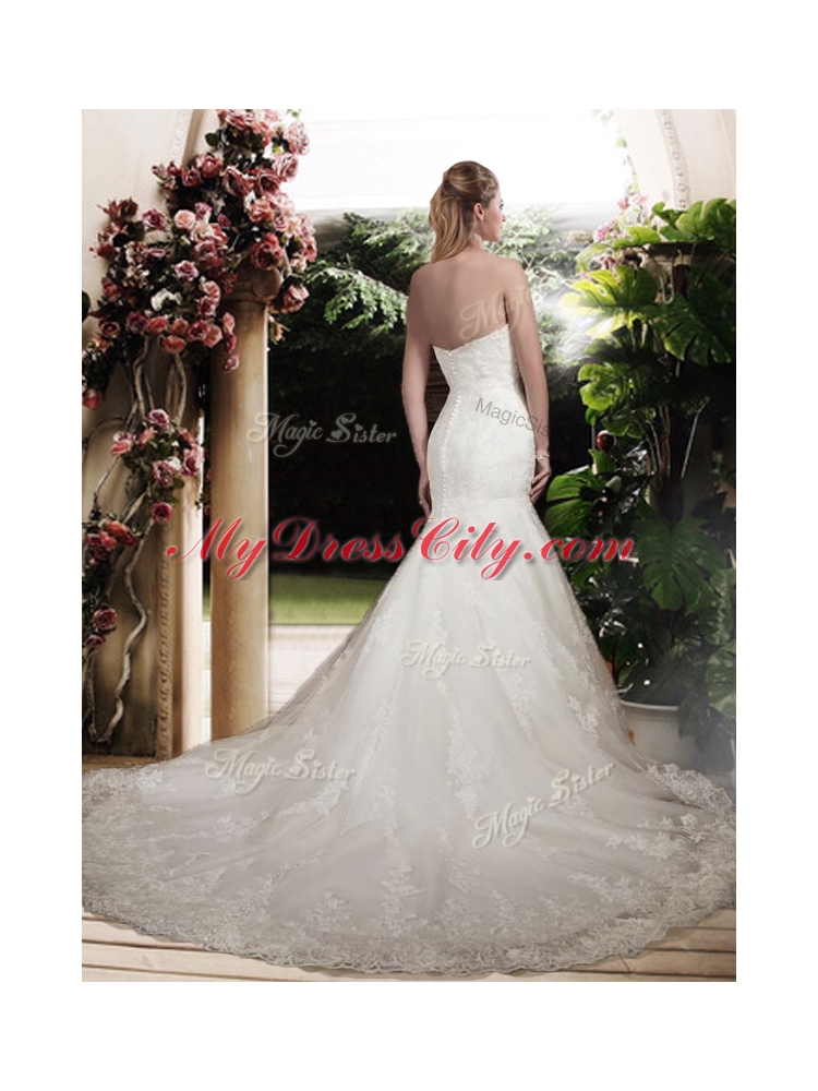 Elegant Mermaid Scoop Wedding Dresses with Beading and Belt