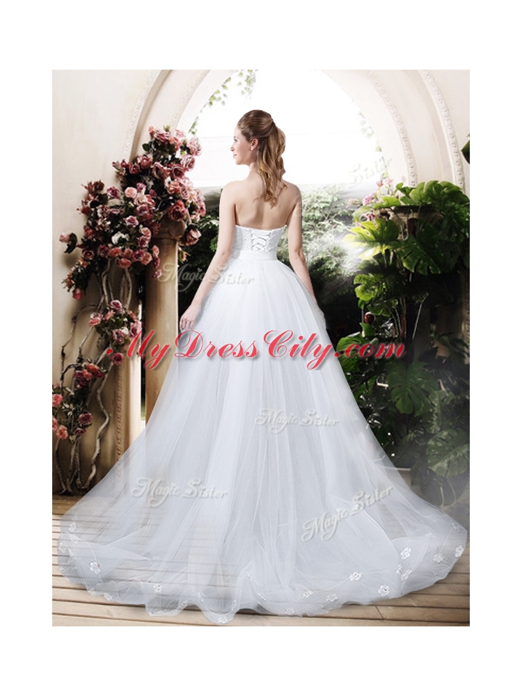 Classical High Low Detachable Wedding Dresses with Appliques and Lace