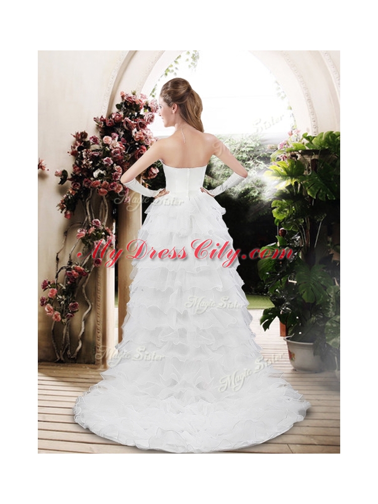 Fashionable 2016 Strapless High Low Appliques Wedding Dresses