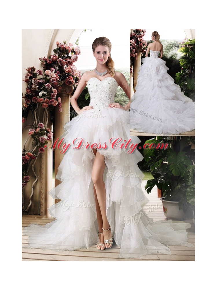 Gorgeous High Low Wedding Dresses with Beading and Ruffles