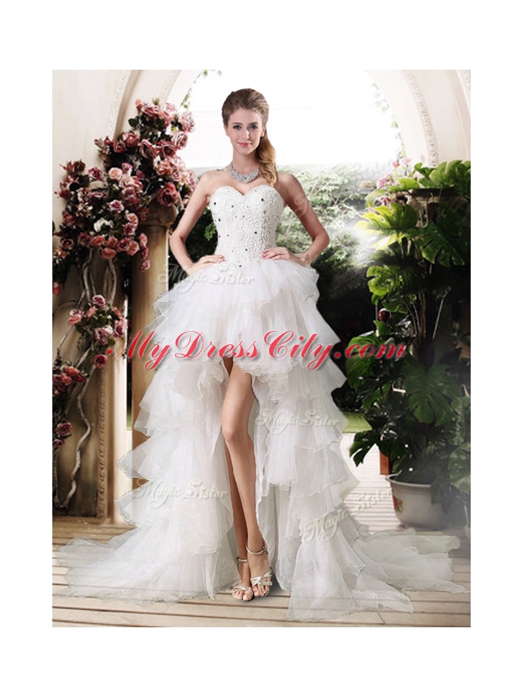 Gorgeous High Low Wedding Dresses with Beading and Ruffles