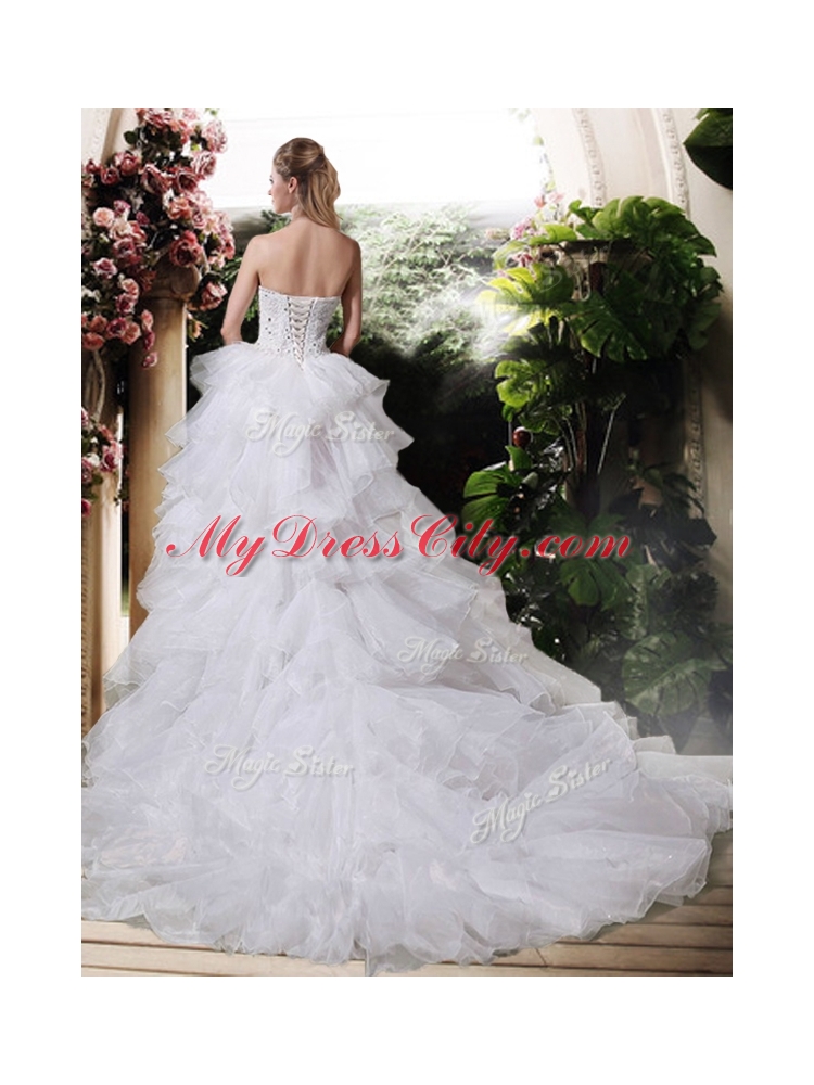 Gorgeous High Low Wedding Dresses with Beading and Ruffles