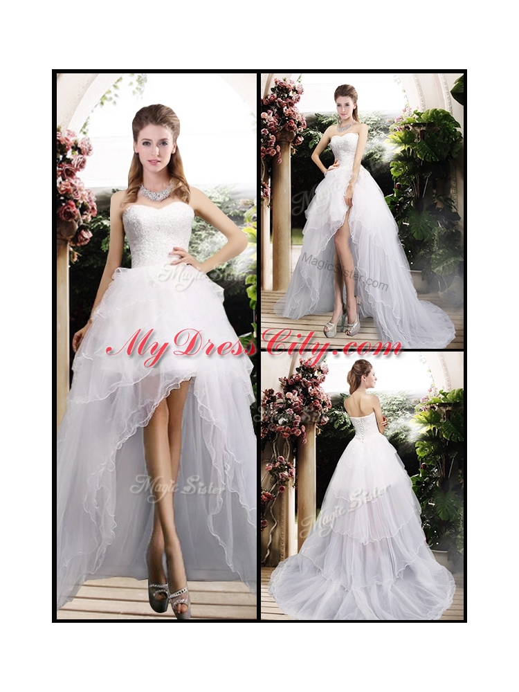 New Arrivals High Low Wedding Dresses with Ruffles