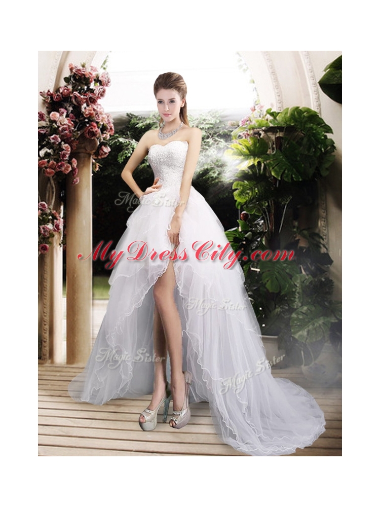 New Arrivals High Low Wedding Dresses with Ruffles