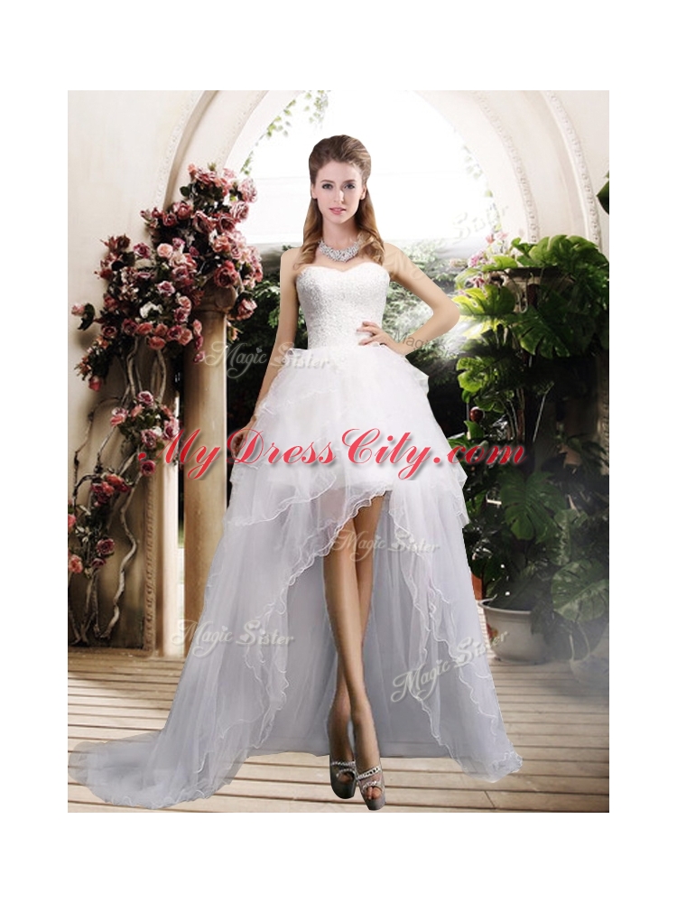 New Arrivals High Low Wedding Dresses with Ruffles