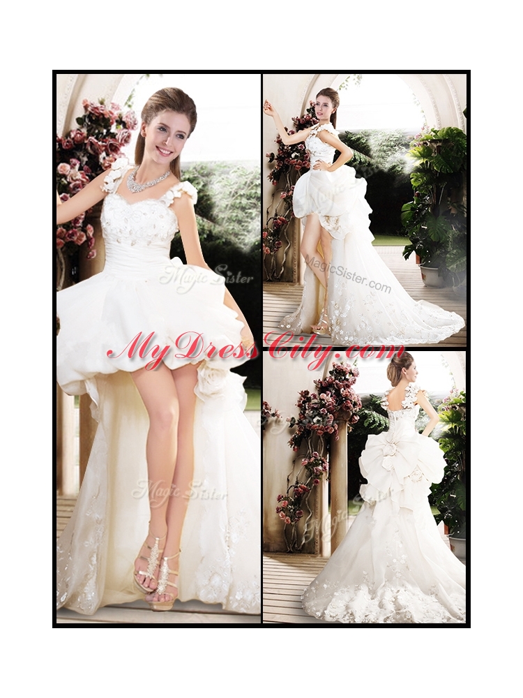 New Style High Low Straps Wedding Dresses with Appliques