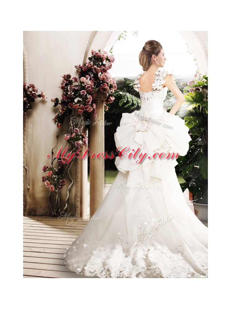 New Style High Low Straps Wedding Dresses with Appliques